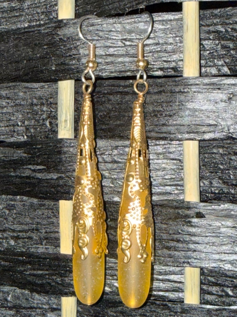 Gold-Tone Carved Drop Earrings for pierced ears Sparkling Jewelry NEW